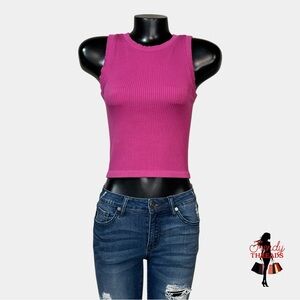 Gypsy + Jade NEW Ribbed Tank Top XS/SMALL Sleeveless Stretchy Pink Cropped Shirt